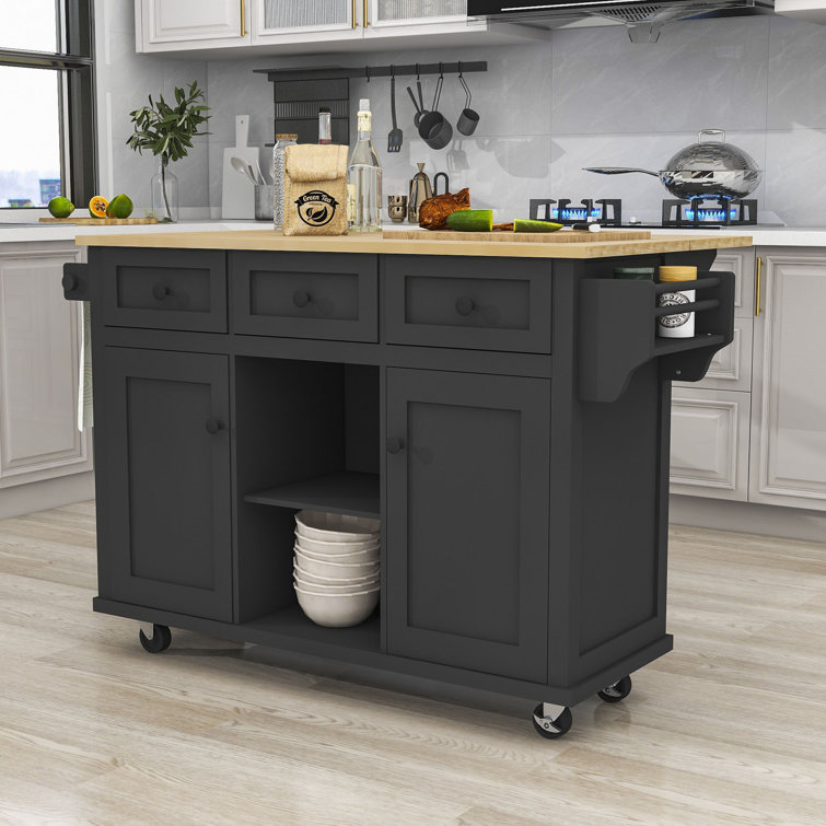 Portable kitchen island discount with storage and seating